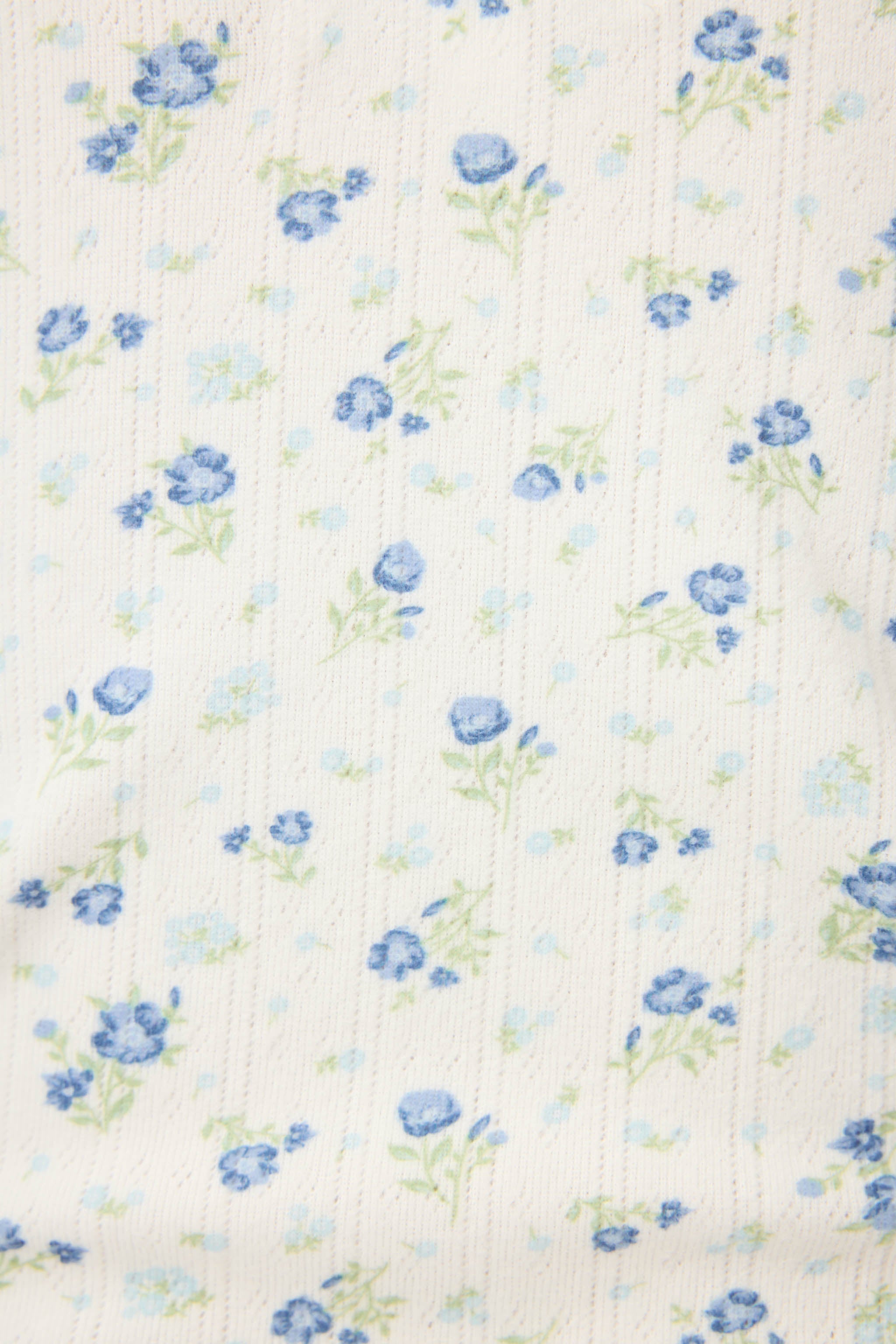 More Amour Ditsy Floral Long Sleeve Pointelle Top